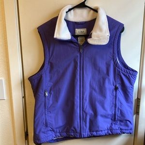 Vintage LL Bean Women's Light Purple Vest with White Fleece Inside, Size L